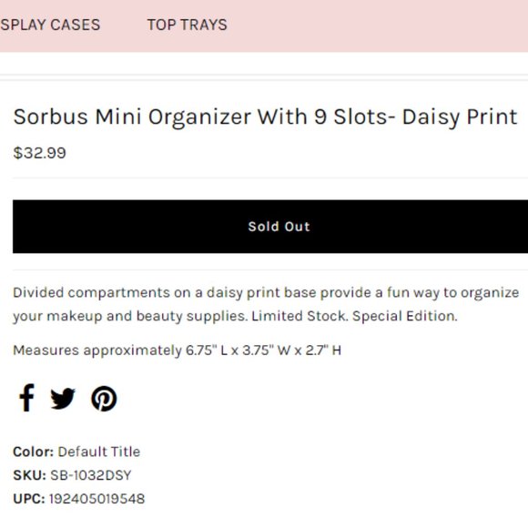 Sorbus Mini Organizer with 9 Slots - Daisy Print - Picture 8 of 8